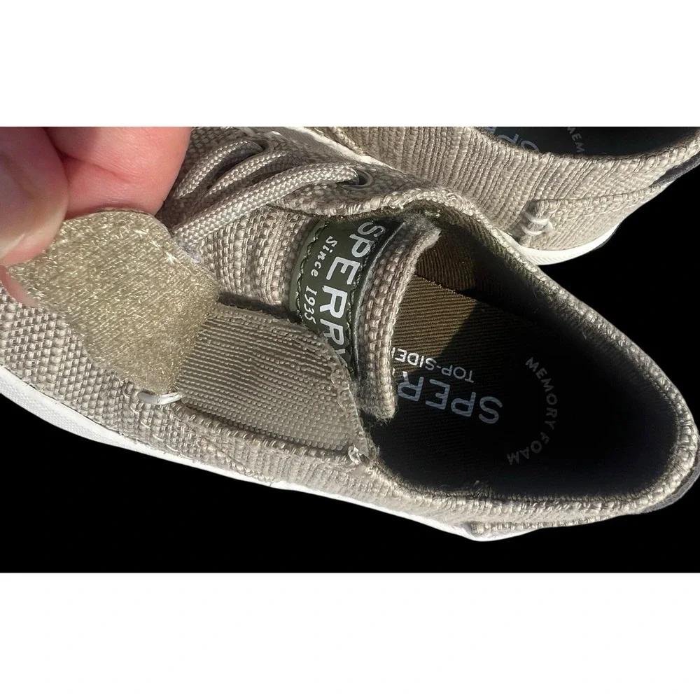 Sperry Bodie JR Tan Canvas Washable Top Sider Slip On Sneaker Shoe Toddler 7M